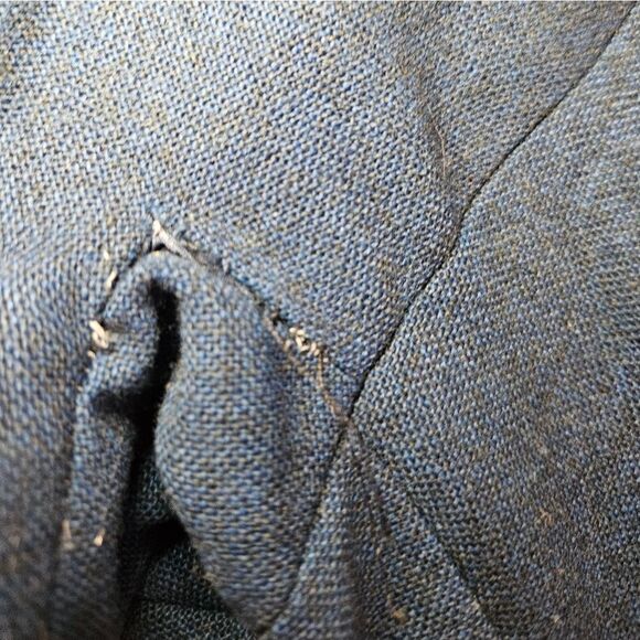 Vintage '50s Hand Made Mock Neck Short Sleeve Blue Wool Dress & Jacket Set 8 - Picture 10 of 12